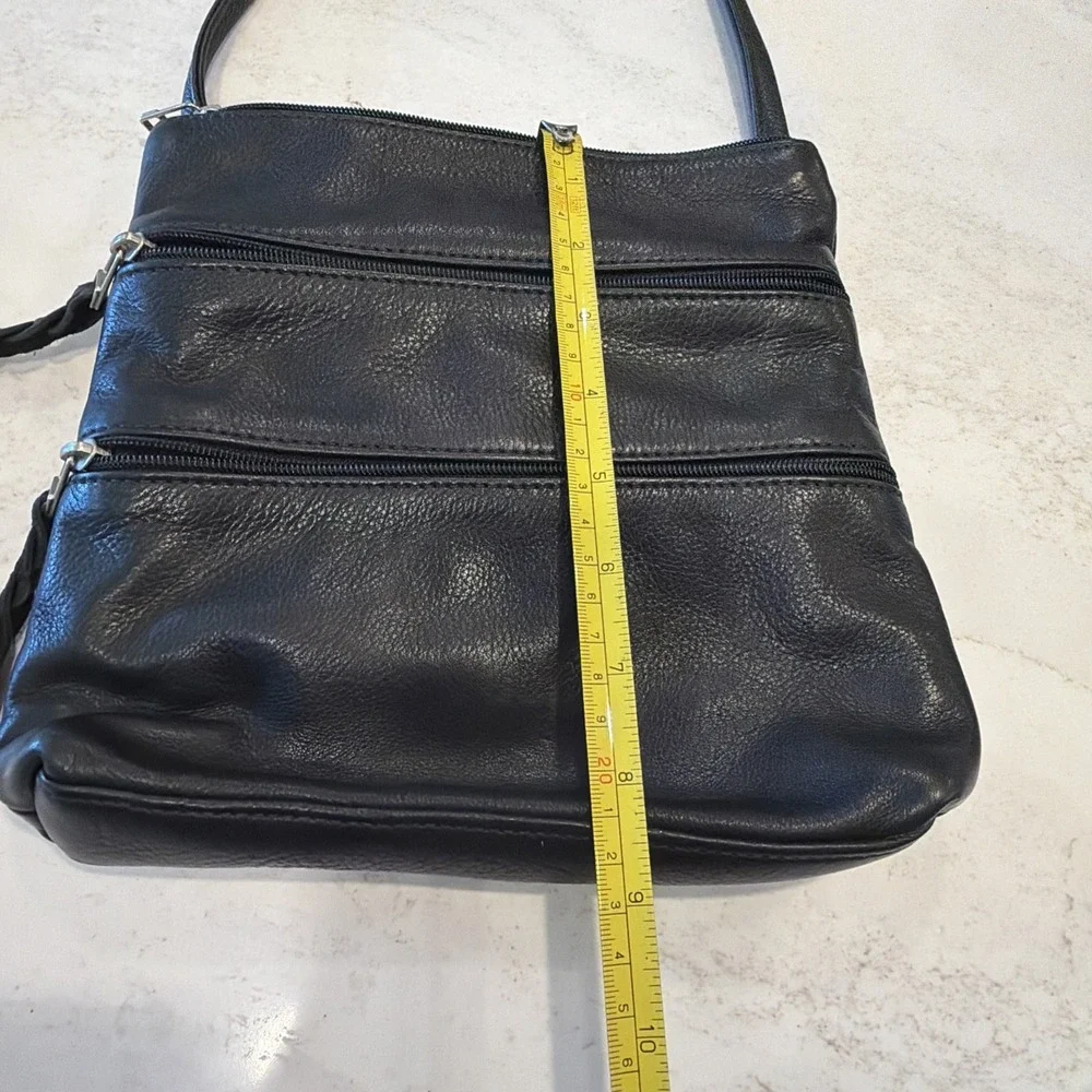 Vintage Sven Berkeley USA Black Pebbled Leather Zipper Crossbody Handbag EUC